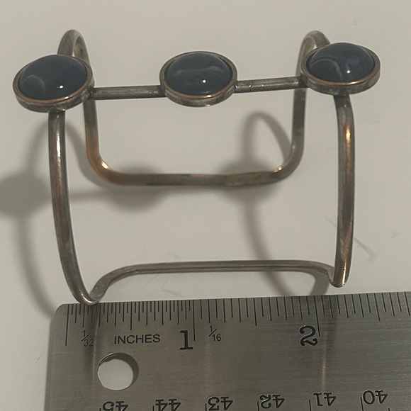 Silver & Blue Boho Stone Cuff Bracelet